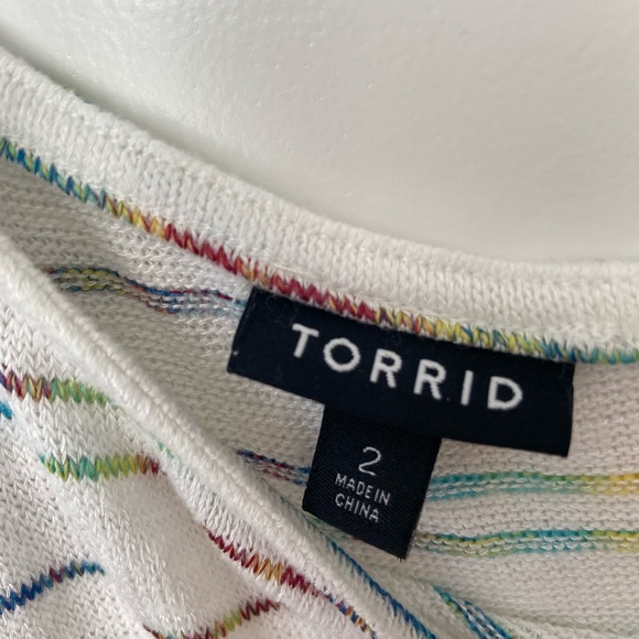 Torrid Off-Shoulder Unbrushed Hacci Striped Top Size 2X - Picture 7 of 8